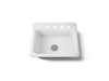 KOHLER K-5964-4 Mayfield 25" top-mount single-bowl kitchen sink, white