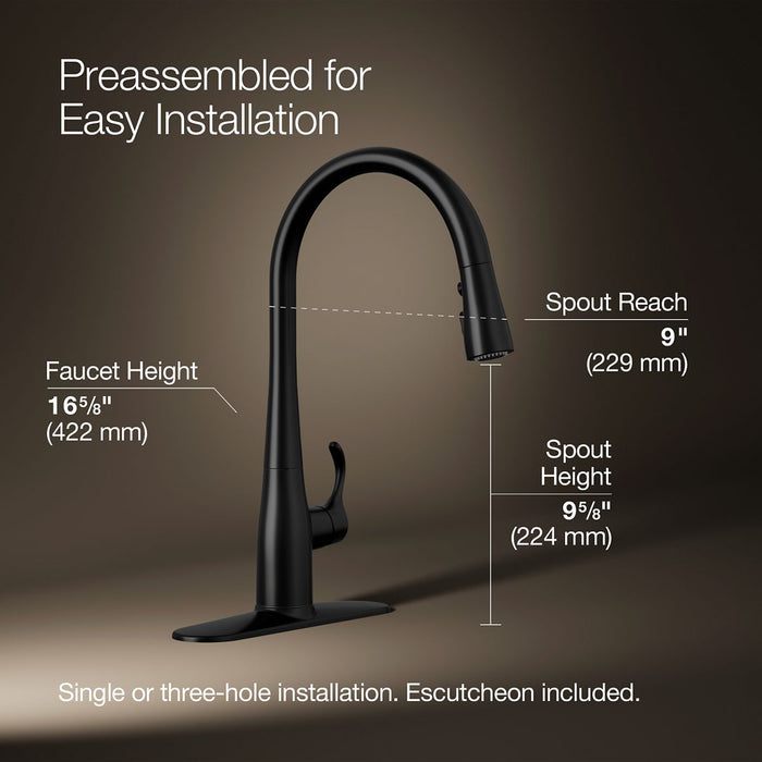 KOHLER K-596 Simplice Pull-down kitchen sink faucet with three-function sprayhead