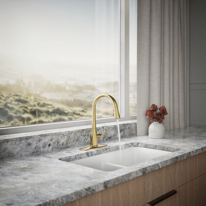 KOHLER K-597 Simplice Compact pull-down kitchen sink faucet with three-function sprayhead