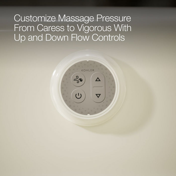 KOHLER K-6347-GHW Sunward 66" x 42" drop-in Heated BubbleMassage air bath with Bask heated surface