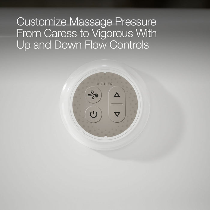 KOHLER K-6347-GHW Sunward 66" x 42" drop-in Heated BubbleMassage air bath with Bask heated surface