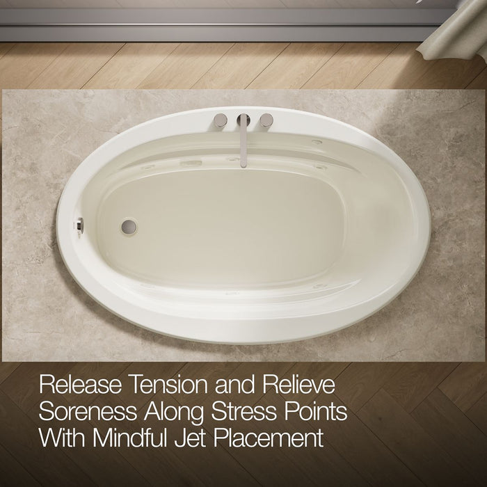 KOHLER K-6347-HB Sunward 66" x 42" drop-in heated whirlpool bath