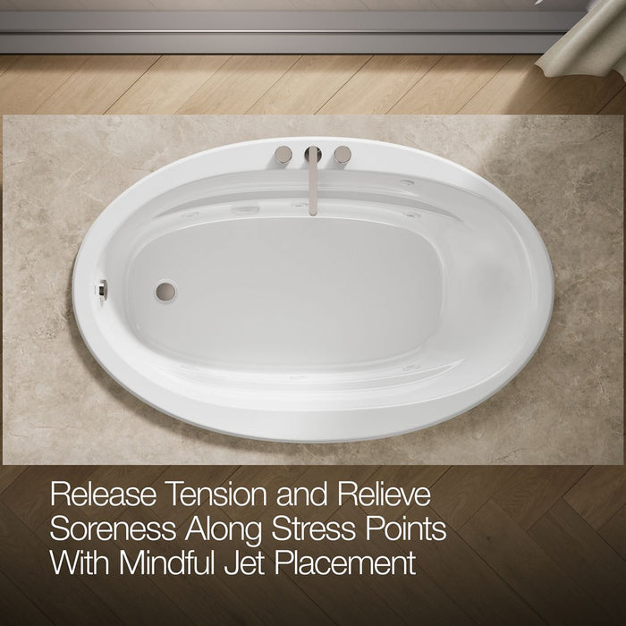 KOHLER K-6347-HB Sunward 66" x 42" drop-in heated whirlpool bath