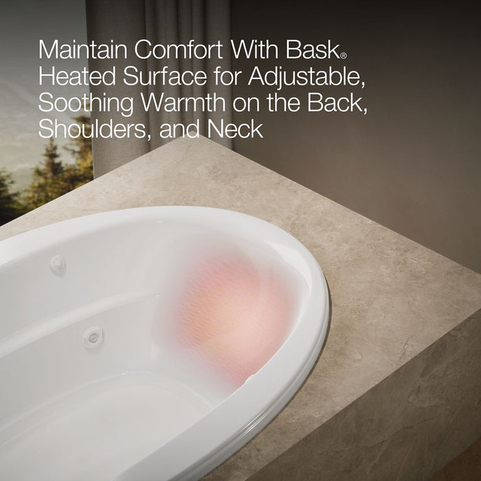 KOHLER K-6347-W1 Sunward 66" x 42" drop-in whirlpool bath with Bask heated surface