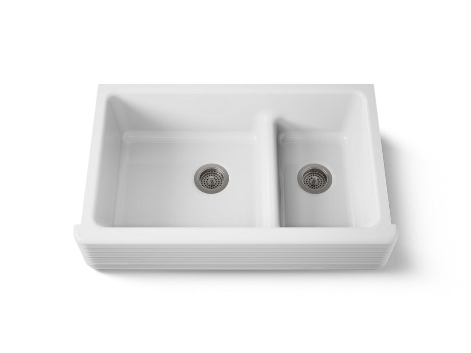 KOHLER K-6349-0 K-6349 Whitehaven Smart Divide 35-11/16" Undermount Double-bowl Farmhouse Kitchen Sink