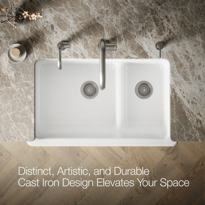 KOHLER K-6349-0 K-6349 Whitehaven Smart Divide 35-11/16" Undermount Double-bowl Farmhouse Kitchen Sink - view 3