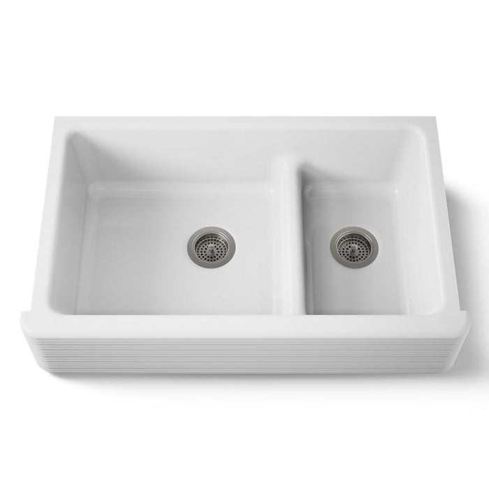 KOHLER K-6349-0 K-6349 Whitehaven Smart Divide 35-11/16" Undermount Double-bowl Farmhouse Kitchen Sink - view 5
