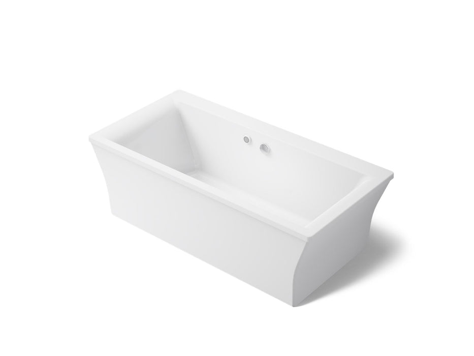 KOHLER K-6367-W1 Stargaze 72" x 36-1/4" freestanding bath with Bask heated surface and fluted shroud, white