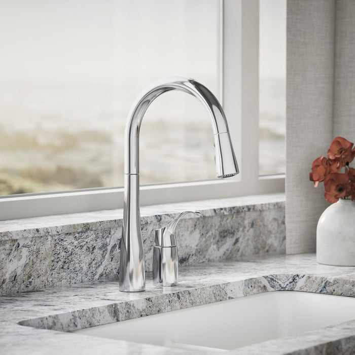 KOHLER K-647 Simplice Pull-down kitchen sink faucet with three-function sprayhead