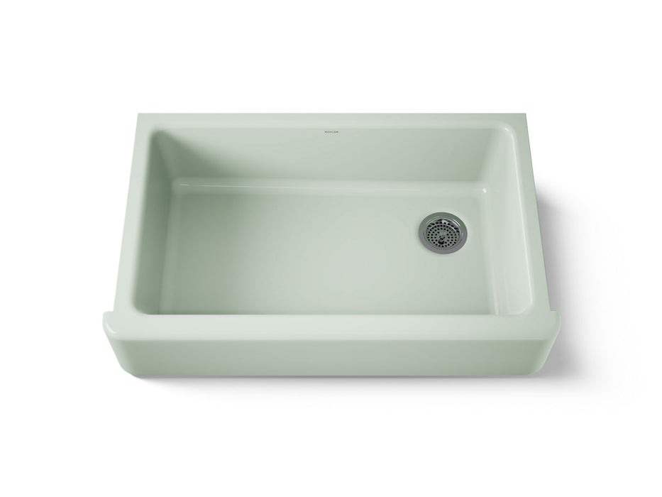 KOHLER K-6489 Whitehaven 35-3/4" undermount single-bowl farmhouse kitchen sink, aspen green