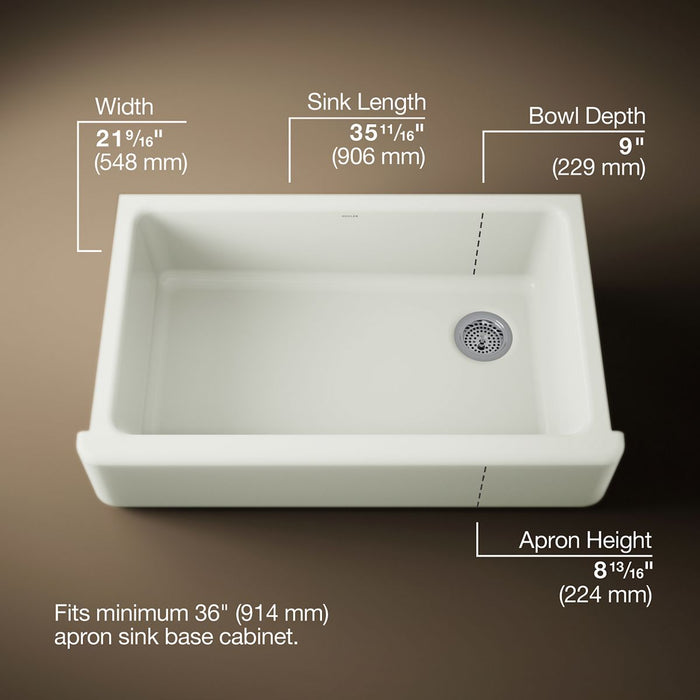 KOHLER K-6489 Whitehaven 35-3/4" undermount single-bowl farmhouse kitchen sink
