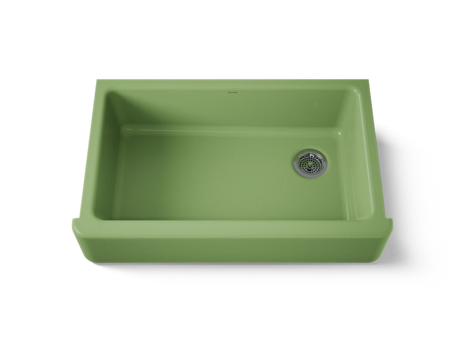 KOHLER K-6489 Whitehaven 35-3/4" undermount single-bowl farmhouse kitchen sink, fresh green
