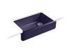 KOHLER K-6489 Whitehaven 35-3/4" undermount single-bowl farmhouse kitchen sink, indigo blue