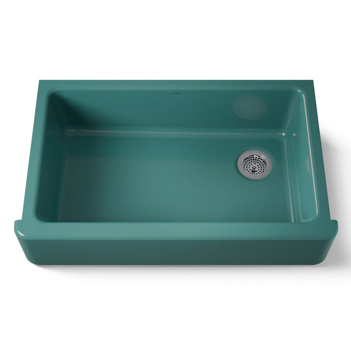 KOHLER K-6489 Whitehaven 35-3/4" undermount single-bowl farmhouse kitchen sink, teal - view 5