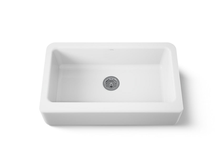 KOHLER K-6546 Dickinson 33" undermount single-bowl farmhouse kitchen sink, white