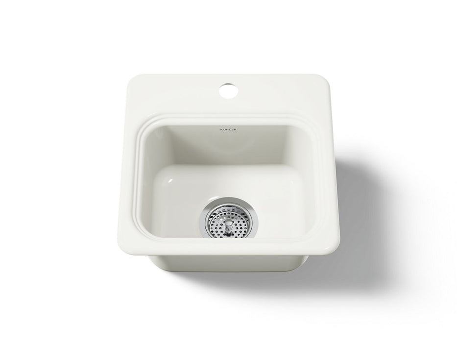KOHLER K-6579-1 Northland 15" top-mount single-bowl bar sink, biscuit