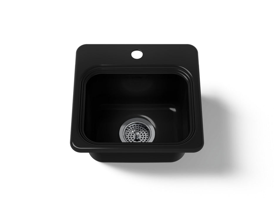 KOHLER K-6579-1 Northland 15" top-mount single-bowl bar sink, black black