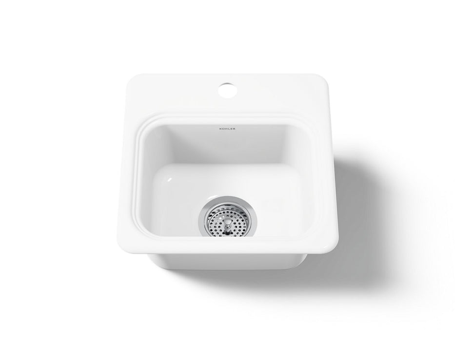 KOHLER K-6579-1 Northland 15" top-mount single-bowl bar sink, white