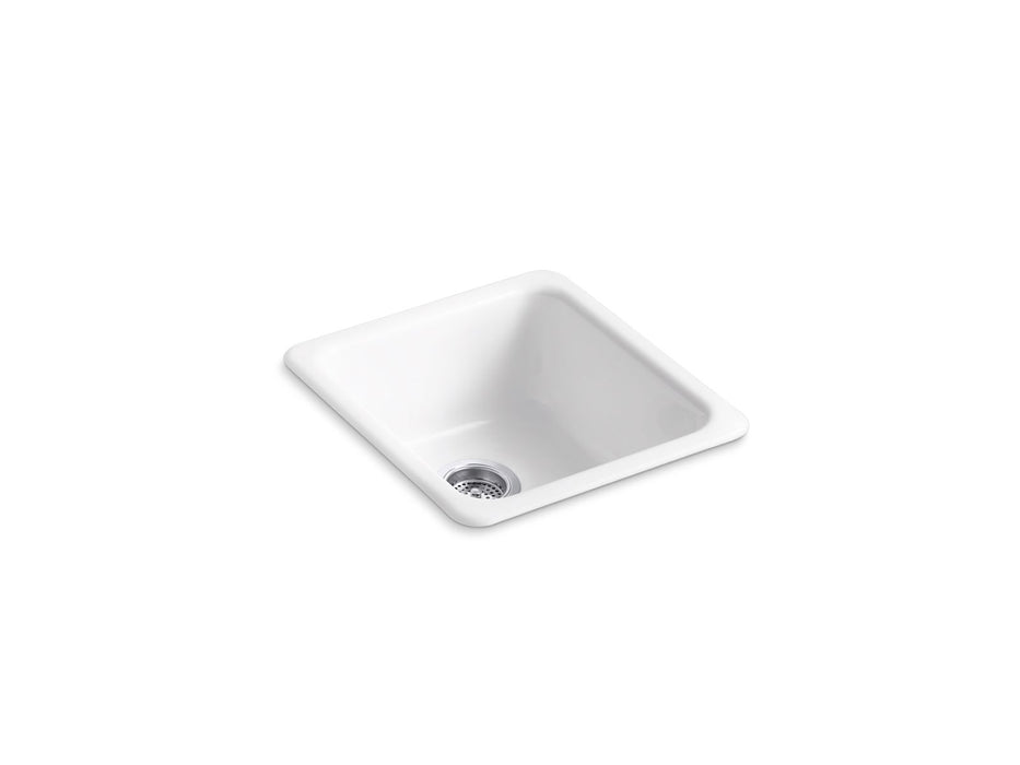 KOHLER K-6584 Iron/Tones 17" top-/undermount single-bowl bar sink, white