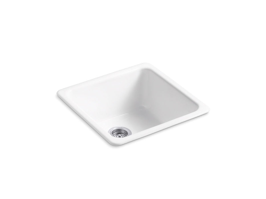 KOHLER K-6587 Iron/Tones 21" top-/undermount single-bowl bar sink, white