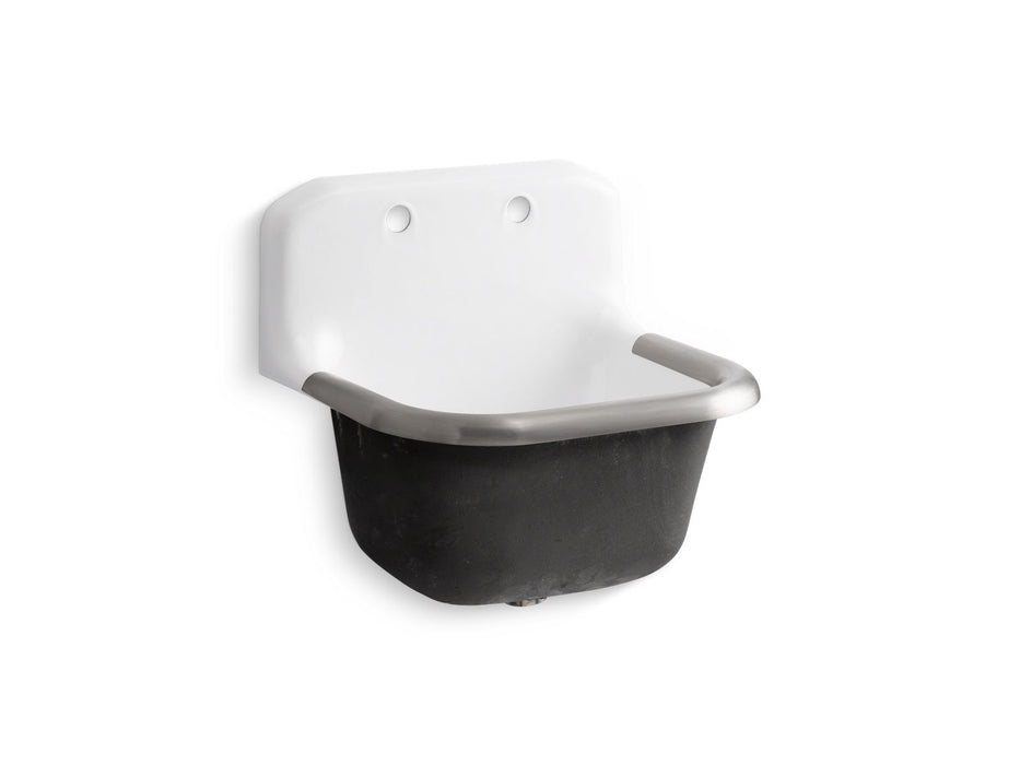 KOHLER K-6716-0 K-6716 Bannon 24" x 20-1/4" Wall-mount or P-trap Mount Service Sink with Rim Guard and Back Drilled on 8"...