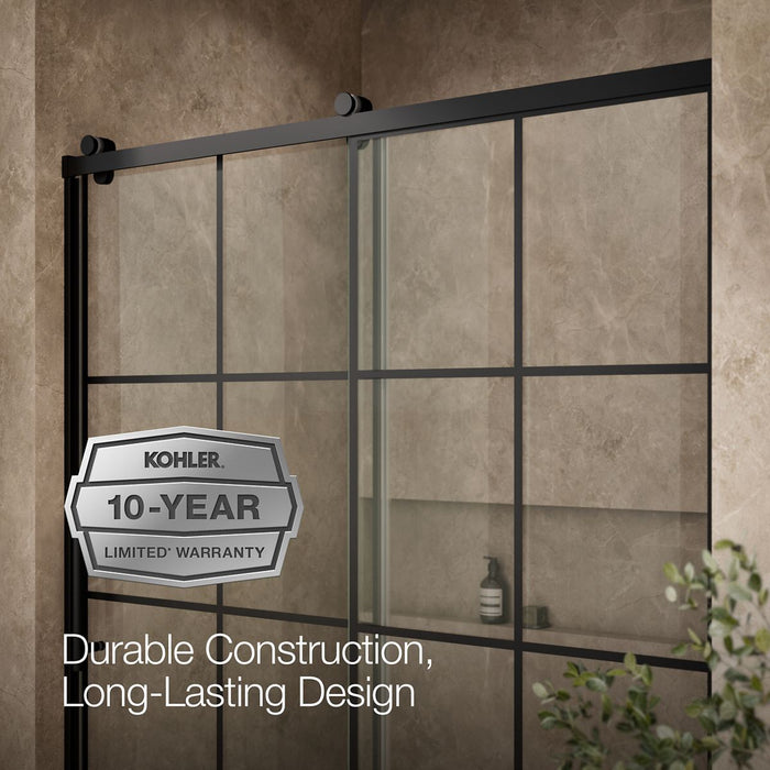 KOHLER K-702256-10G79 Rely 77" H sliding shower door with 3/8"-thick glass, matte black - view 5