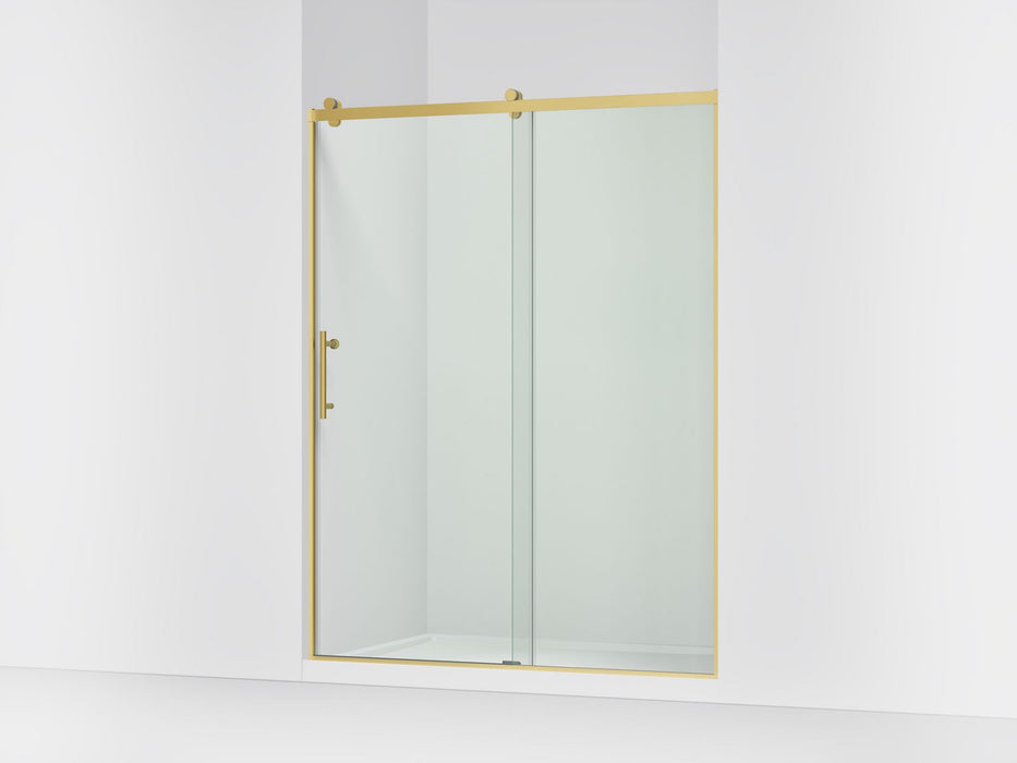 KOHLER K-702256-10L Rely 77" H sliding shower door with 3/8"-thick glass, vibrant brushed moderne brass