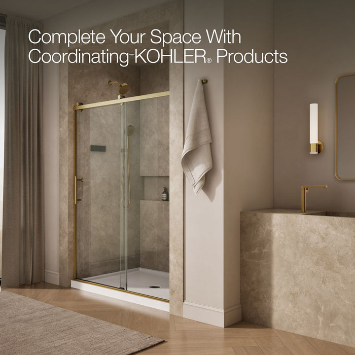 KOHLER K-702256-10L Rely 77" H sliding shower door with 3/8"-thick glass, vibrant brushed moderne brass - view 5