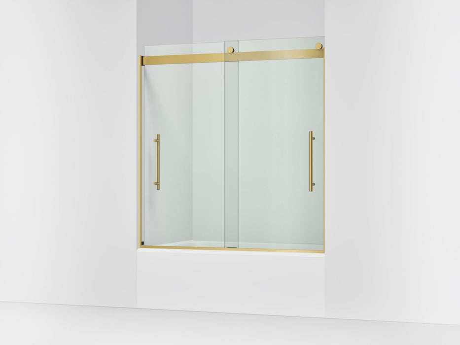 KOHLER K-702419-L Levity Frameless sliding bath door, 61-9/16" H x 56-5/8 - 59-5/8" W, with 5/16"-thick Crystal Clear...