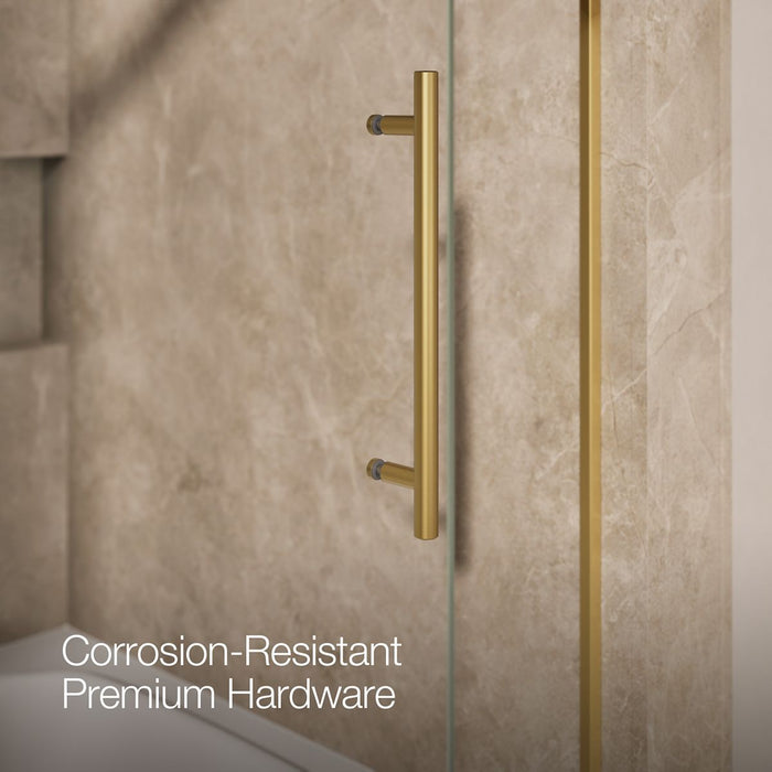 KOHLER K-702419-L Levity Frameless sliding bath door, 61-9/16" H x 56-5/8 - 59-5/8" W, with 5/16"-thick Crystal Clear...
