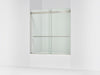 KOHLER K-702420-L Levity Frameless sliding bath door, 61-9/16" H x 56-5/8 - 59-5/8" W, with 5/16"-thick Crystal Clear...