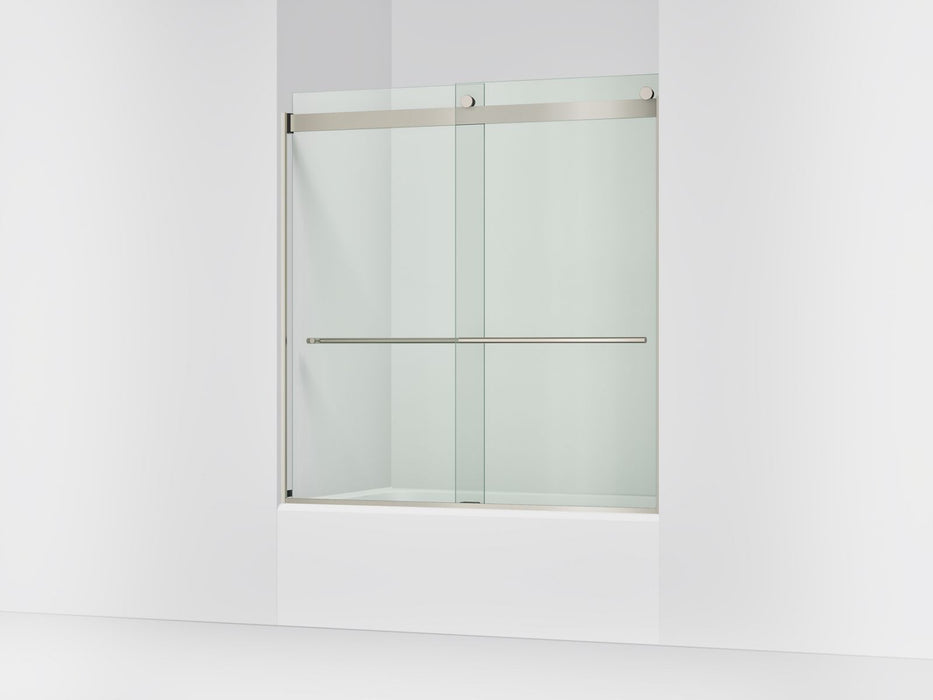 KOHLER K-702420-L Levity Frameless sliding bath door, 61-9/16" H x 56-5/8 - 59-5/8" W, with 5/16"-thick Crystal Clear...