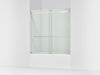 KOHLER K-702420-L Levity Frameless sliding bath door, 61-9/16" H x 56-5/8 - 59-5/8" W, with 5/16"-thick Crystal Clear...