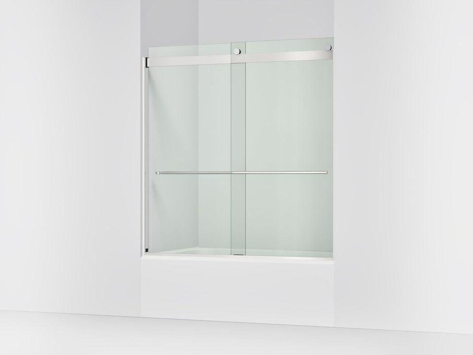 KOHLER K-702420-L Levity Frameless sliding bath door, 61-9/16" H x 56-5/8 - 59-5/8" W, with 5/16"-thick Crystal Clear...