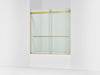 KOHLER K-702420-L Levity Frameless sliding bath door, 61-9/16" H x 56-5/8 - 59-5/8" W, with 5/16"-thick Crystal Clear...