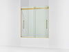 KOHLER K-702425-L Levity Frameless sliding bath door, 61-9/16" H x 56-5/8 - 59-5/8" W, with 3/8"-thick Crystal Clear...