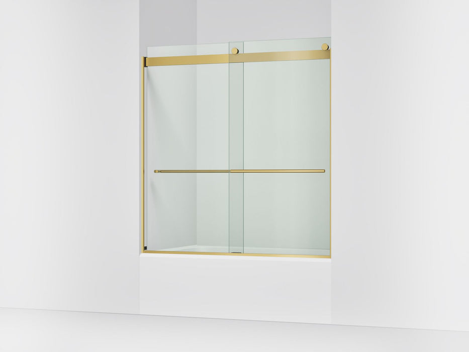 KOHLER K-702426-L Levity 61-9/16" H sliding bath door with 3/8"-thick glass, vibrant brushed moderne brass