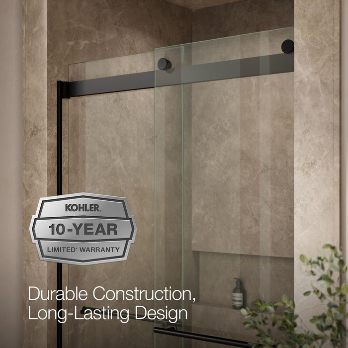 KOHLER K-702428-L Levity Frameless sliding shower door, 81-5/8" H x 44-5/8 - 47-5/8" W, with 3/8"-thick Crystal Clear...