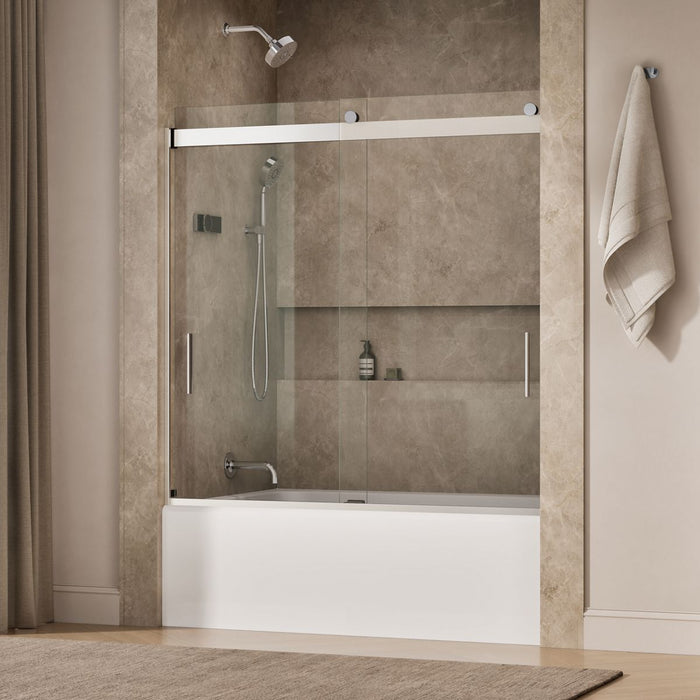 KOHLER K-706002-L Levity Sliding bath door, 59-3/4" H x 56-5/8 - 59-5/8" W, with 1/4" thick Crystal Clear glass