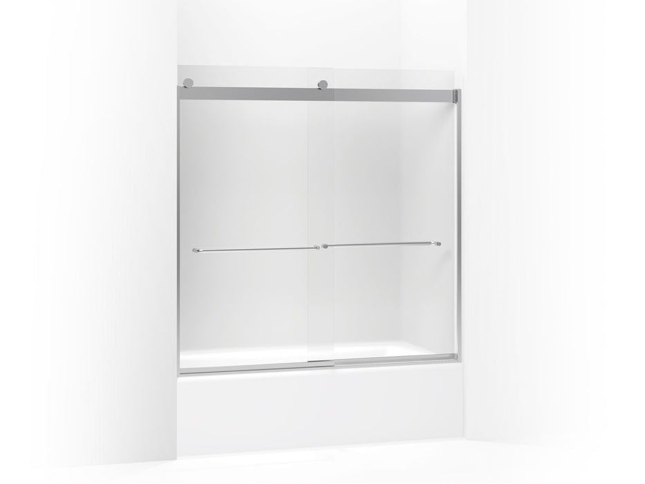 KOHLER K-706006-D3 Levity Sliding bath door, 59-3/4" H x 56-5/8 - 59-5/8" W, with 1/4" thick Frosted glass, bright silver