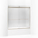 KOHLER K-706006-L Levity Sliding bath door, 59-3/4" H x 56-5/8 - 59-5/8" W, with 1/4" thick Crystal Clear glass, anodized...