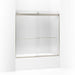 KOHLER K-706006-L Levity Sliding bath door, 59-3/4" H x 56-5/8 - 59-5/8" W, with 1/4" thick Crystal Clear glass, matte nickel
