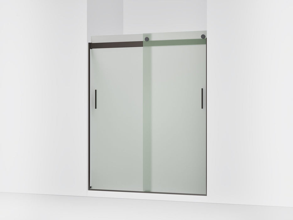 KOHLER K-706009-D3 Levity Sliding shower door, 74" H x 56-5/8 - 59-5/8" W, with 1/4" thick Frosted glass and blade handles