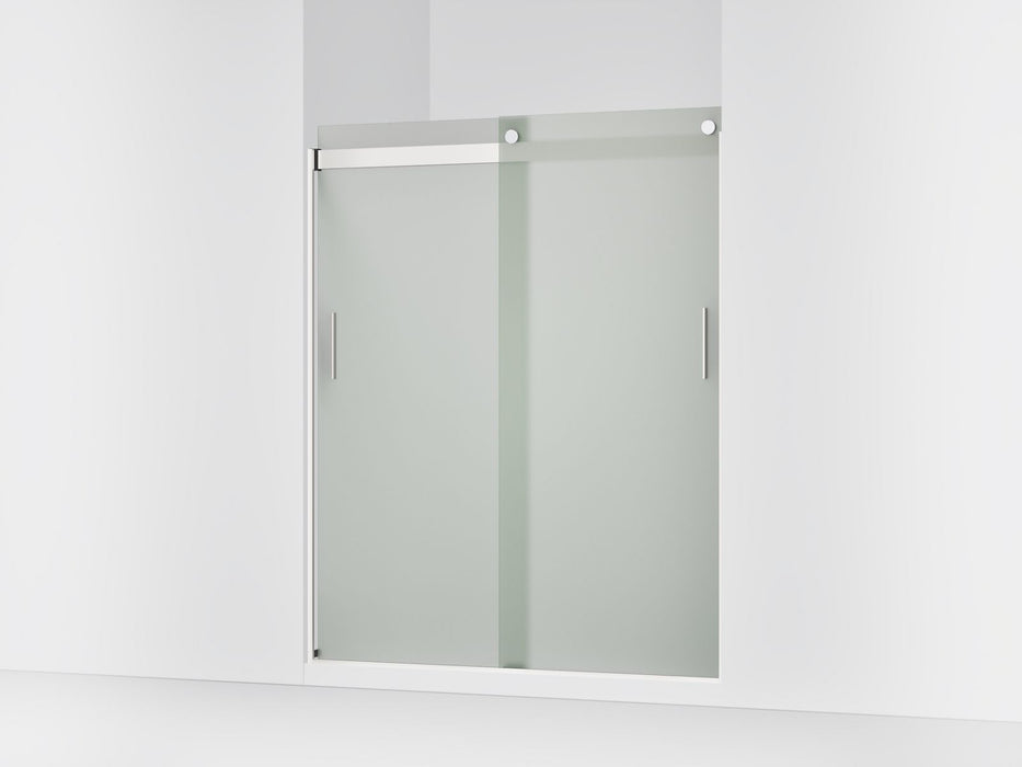 KOHLER K-706009-D3 Levity Sliding shower door, 74" H x 56-5/8 - 59-5/8" W, with 1/4" thick Frosted glass and blade handles