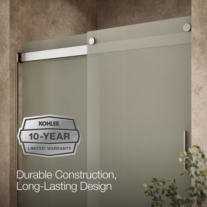 KOHLER K-706009-D3 Levity Sliding shower door, 74" H x 56-5/8 - 59-5/8" W, with 1/4" thick Frosted glass and blade handles