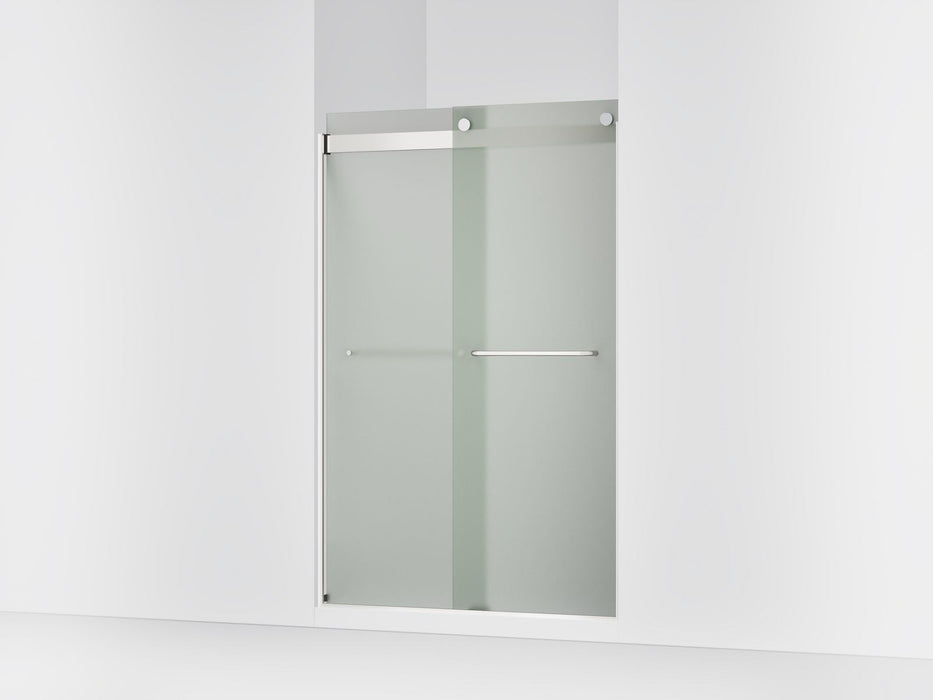 KOHLER K-706014-D3 Levity Sliding shower door, 74" H x 44-5/8 - 47-5/8" W, with 1/4" thick Frosted glass, bright silver