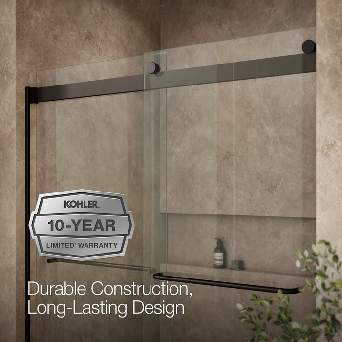 KOHLER K-706015-L Levity 74" H sliding shower door with 1/4"-thick glass, anodized dark bronze - view 5