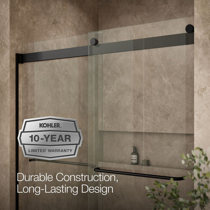 KOHLER K-706015-L Levity 74" H sliding shower door with 1/4"-thick glass, matte black - view 5