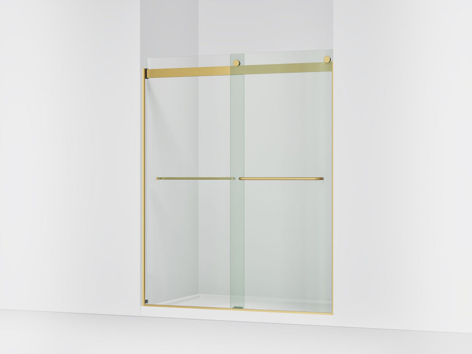 KOHLER K-706015-L Levity 74" H sliding shower door with 1/4"-thick glass, vibrant brushed moderne brass