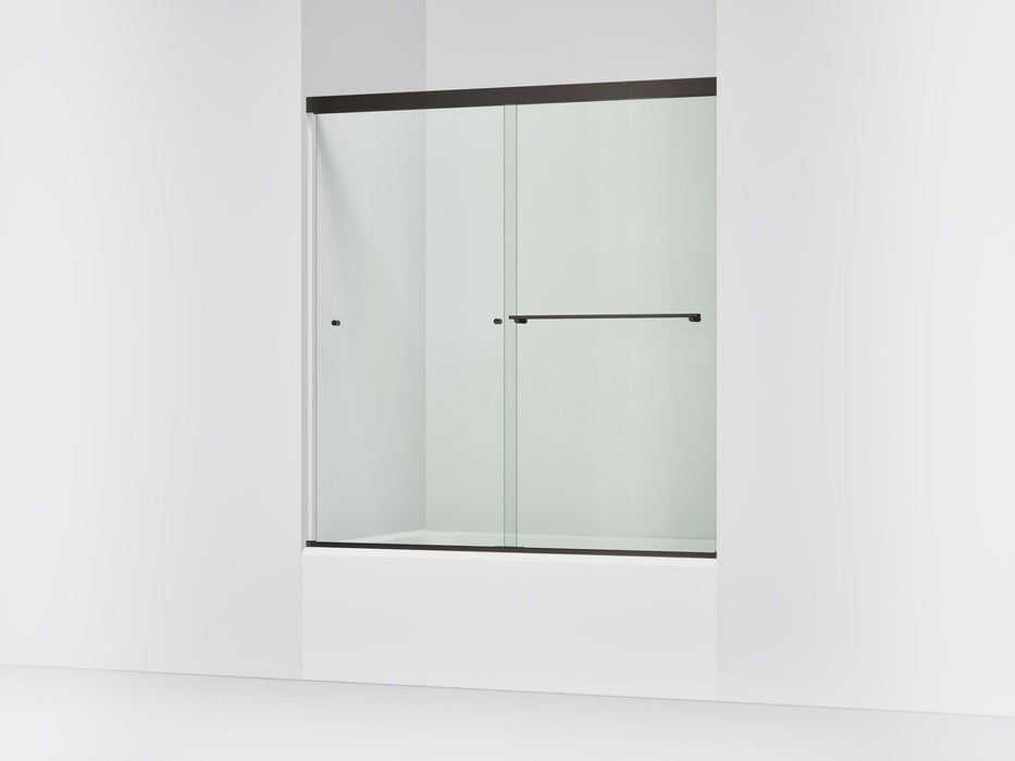 KOHLER K-707002-L Revel 62" H sliding bath door with 5/16"-thick glass, anodized dark bronze